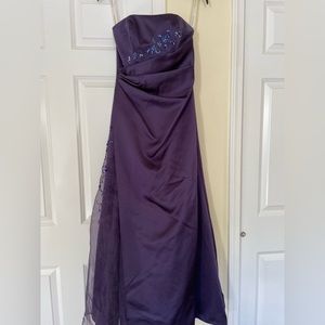 Purple prom dress, strapless, size 2